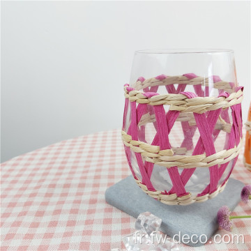 Tasses en verre enveloppées d&#39;île verres à vin rose sans tige